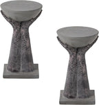 COSIEST Set of 2 Outdoor Side Table, Two Hands-Shaped Base w Round Top Accent by COSIEST