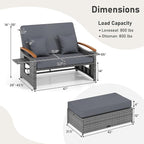 LDAILY Moccha Outdoor Wicker Daybed, Patio Rattan Loveseat Sofa w/ 4-Level - Image 8