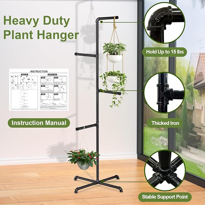 Hanging Plant Stand, Plant Hanger Indoor, Corner Hanging Plant Stand, Living - Image 3