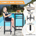 3 Piece Outdoor Patio Bar Set, 2 Cushioned 41" Bar Stools Modern Metal Outdoor - Image 3