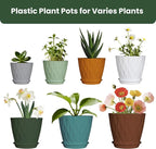 7/6.5/6/5.5/5/4.5/4 inch Plastic Plant Pots, 7 Pack Flower Planter - Image 5