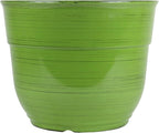 Garden Elements Indoor/Outdoor Glazed Brushed Happy Plastic Planter, Dark Green by GardenElements