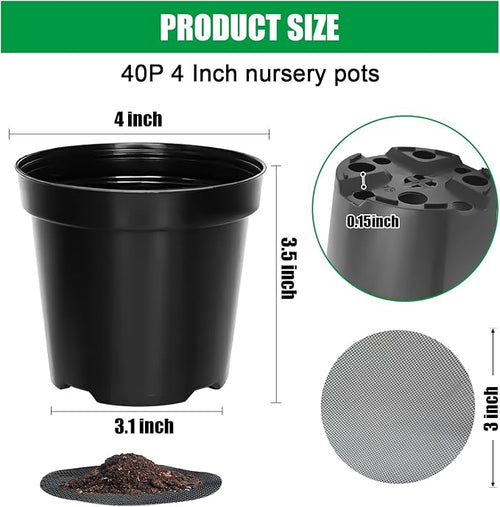40 Pack 4 Inch Plant Nursery Pots - Image 2