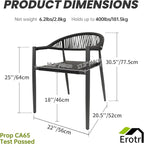 4 Pcs Stackable Patio Dining Chairs, Aluminum Rattan Outdoor Dining Chair - Image 3