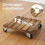 Bamworld Wood Plant Caddy with Wheels, 300lb Capacity, Heavy Duty Planter Stand - Image 4