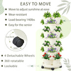 Umigy 2 Set Ivory 2 Set of 7 Tier Stackable Vertical Planters - Image 6