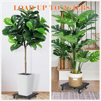 2 Pack Plant Stand with Wheels, Flower Pot, Patio-Black - Image 2