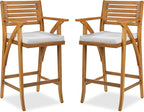 Best Choice Products Set of 2 Outdoor Acacia Wood Bar Stools Bar Chairs by BestChoiceProducts