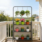 SORCEDAS Plant Stand Indoor Outdoor 3 Tier Tall Corner Hanging Plant Shelf - Image 2