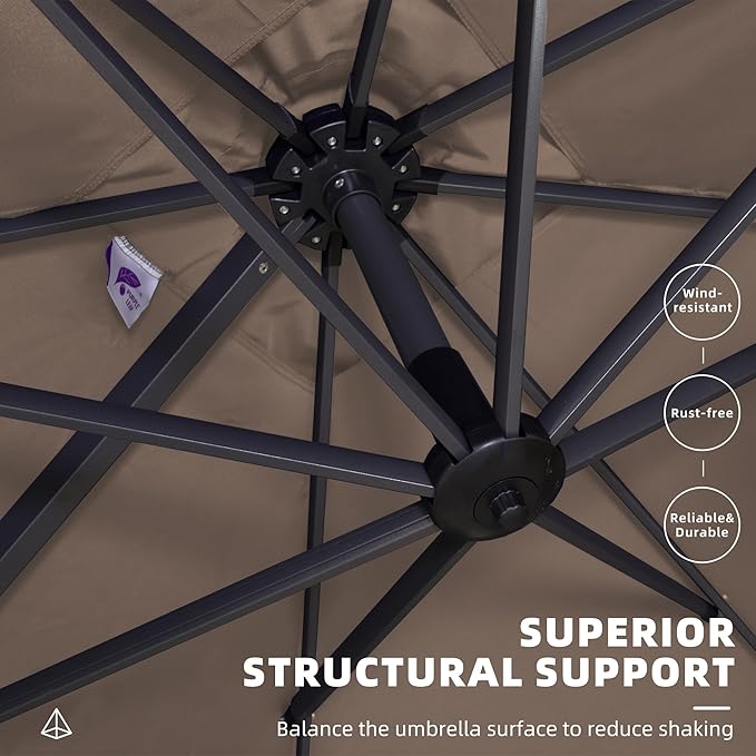 PURPLE LEAF 10' X 13' Square Cantilever Umbrella Patio Umbrella - Image 7