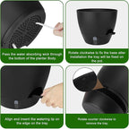 Self-Watering Plant Pots with Water Level Indicator, Drainage Holes & Saucers – - Image 7