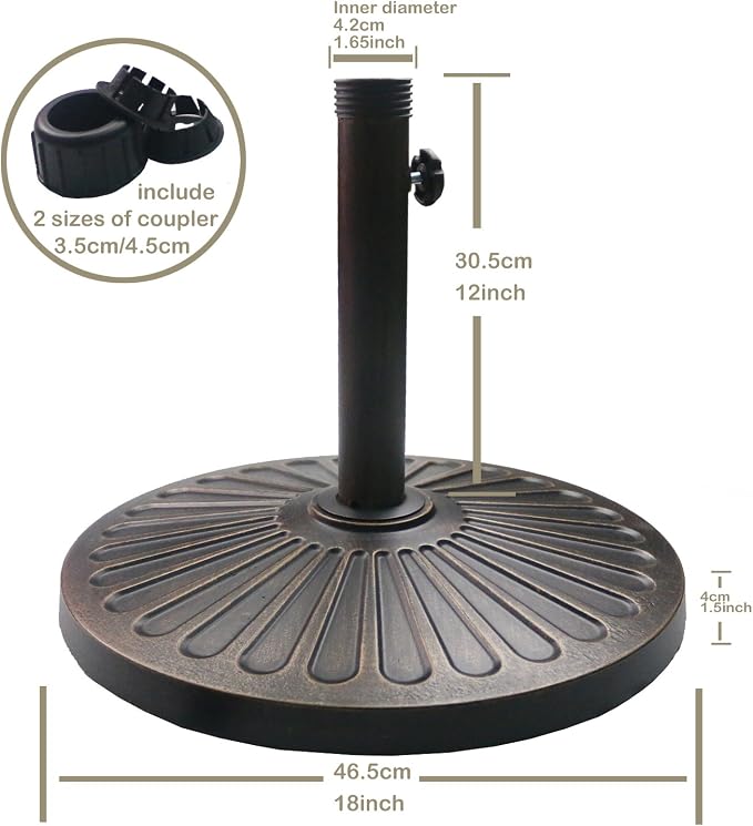 Sunnyglade 18" 30.2-lbs Heavy Duty Round Antiqued Umbrella Base - Image 5