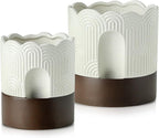 Nihow Self Watering Plant Pot Set: 6 Inch & 8 Inch Ceramic Planter by Nihow