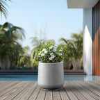 Kante 15.3" Dia Round Concrete Planter, Outdoor Indoor Large Plant Pots - Image 5
