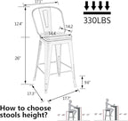 Alunaune 26" Swivel Metal Counter Height Bar Stools Set of 4 High Back - Image 2