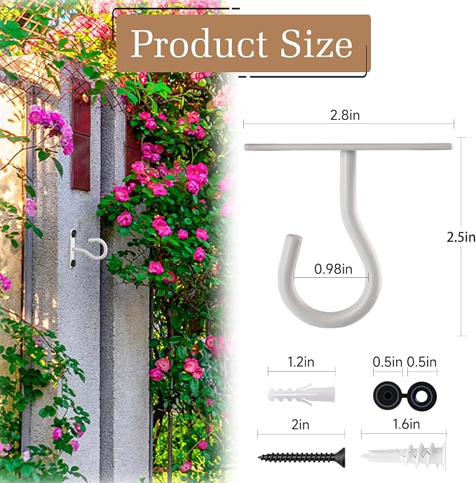 2Pack 2.5Inch Ceiling Hooks for Hanging Plant, Hanger for Indoor and Outdoor - Image 2