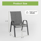 Patio Chairs Set of 4, Stackable Outdoor Dining Chairs - Image 3