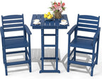 3-Piece Adirondack Bar Table and Chair Set, HDPE All-Weather Bar Height Chairs by NAVINE