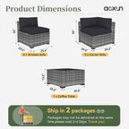 Aoxun 7 Piece Patio Furniture Set Wicker Rattan Patio Conversation Set Outdoor - Image 9