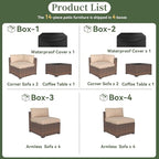 Aoxun 14 Piece Patio Furniture Set Wicker Rattan Patio Conversation Set Outdoor - Image 6