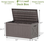 Patiowell 120 Gallon Large Deck Box, Outdoor Lockable Storage Box - Image 4