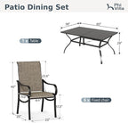 PHI VILLA Patio Dining Set for 6 Person, Rectangle Metal Table - Image 9