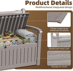 EasyUp 80 Gallon Wood Grain Style Outdoor Storage Bench, Waterproof and - Image 6