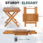 Idzo Mira Acacia Wood Folding Bistro Side Table Outdoor, 19.5 Inch x 19.5 Inch - Image 2