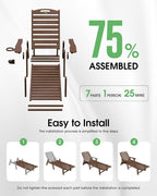 Lounge Chair Outdoor Set of 2, HDPE Chaise Lounge Outdoor - Image 7