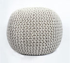 FRELISH DECOR Round Pouf Ottoman Hand Knitted 100% Cotton Pouf Foot Stool by FrelishDecor