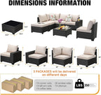8 Pieces Patio Furniture Set All-Weather Outdoor Wicker Sectional Conversation - Image 3