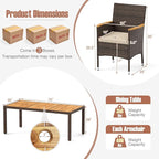 Tangkula 9 Pieces Rattan Outdoor Dining Set - Image 6