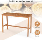 HAPPYGRILL Acacia Wood Outdoor Bar Table 55 Inch, Rectangular Pub Table - Image 7