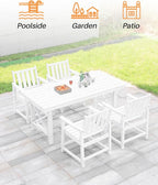 HDPE Outdoor Dining Set of 6, Patio Dining Table Set - Image 7
