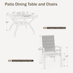 PHI VILLA 5 PCS Patio Dining Set, 4 Outdoor Aluminum Stackable Sling Chairs - Image 6