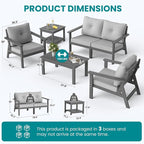 6-Piece HDPE Patio Furniture Set, Outdoor Sectional Sofa Set, All Weather - Image 6