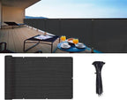 LOVE STORY 3.3'x19.7' Black Balcony Screen Privacy Fence Cover UV Protection - Image 5
