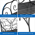 HLC Outdoor Bench Outdoor Sturdy Rust-Resistant Bench Butterfly Cast Iron - Image 6