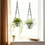 Macrame Plant Hanger, Wood Beads Cotton Hanging Planter Holder - Image 3