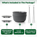 T4U 12 Inch Large Hanging Planters - Image 6