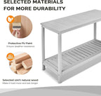 VINGLI 49in Solid Wood Outdoor Console Table, 2-Shelf Wooden Outdoor Accent - Image 5