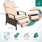 YITAHOME Outdoor Recliner Chair, 2-Piece Patio Adjustable Wicker Reclining - Image 5