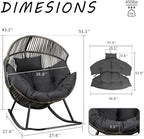 Shintenchi Wicker Egg Chair, Oversized Outdoor Indoor Rocking Chair, Large PE - Image 2