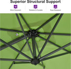 PURPLE LEAF 10 Feet Patio Umbrella Outdoor Cantilever Square Umbrella Aluminum - Image 3