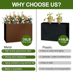 Galvanized Steel Planter Box-No Installation Required Metal Rectangular Block - Image 4