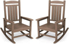 KINGYES HDPE Outdoor Rocking Chair Set of 2, Widened Seat Patio Rocking Chair by KINGYES