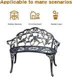 JARDIN DE CENTENNIAL Patio Garden Bench Metal Park Bench Cast Aluminum Outdoor - Image 3