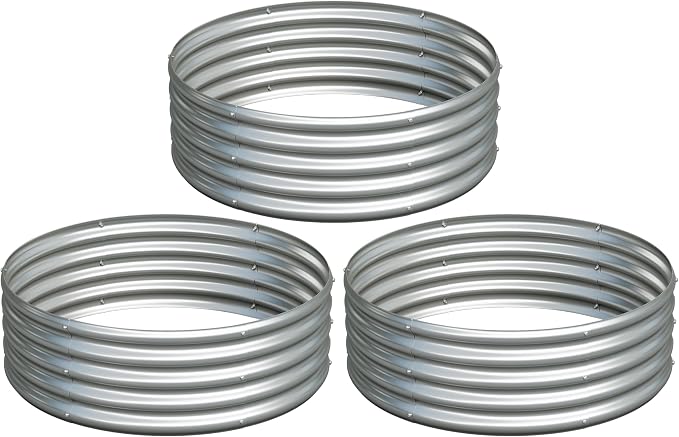 3PCS 3x3x1FT Galvanized Raised Garden Bed Kit, Vegetable Boxes-Round Metal by Yortrek