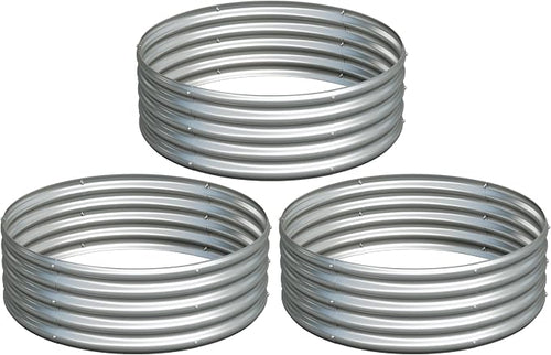 3PCS 3x3x1FT Galvanized Raised Garden Bed Kit, Vegetable Boxes-Round Metal by Yortrek