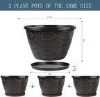 3 Pack Flower Pots Outdoor 11 Inch Plant Pots Indoor, - Image 3